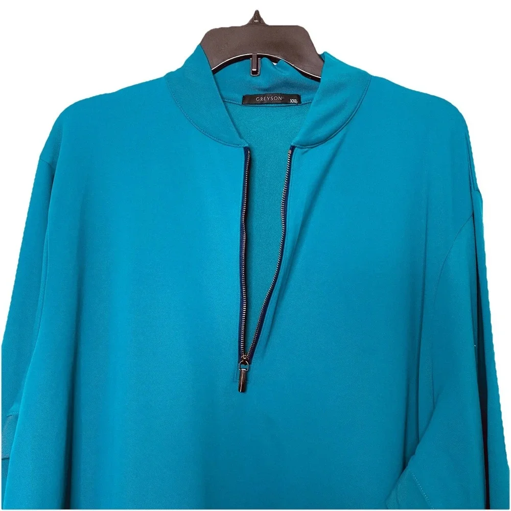 Greyson Siasconset 1/4 Zip‎ Pullover Shirt Golf Performance Fiddle Teal Blue XXL